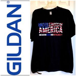GILDAN - NWOT - M Sz L Patriotic Tee. “ One Nation Under God with Liberty￼”